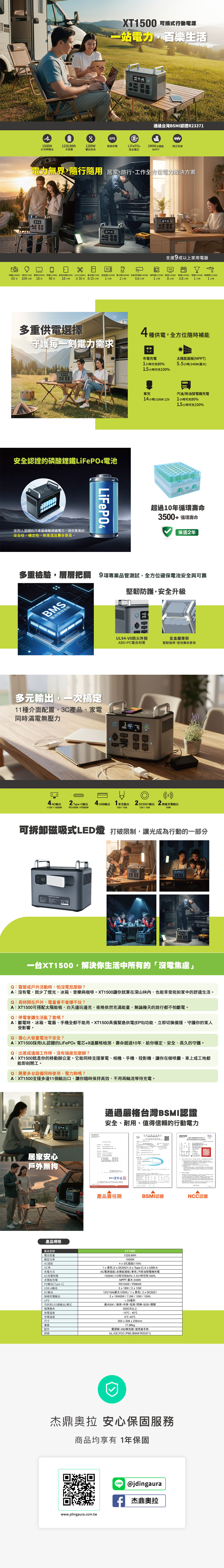 【百樂千翔】XT1500可攜式行動電源 1500W