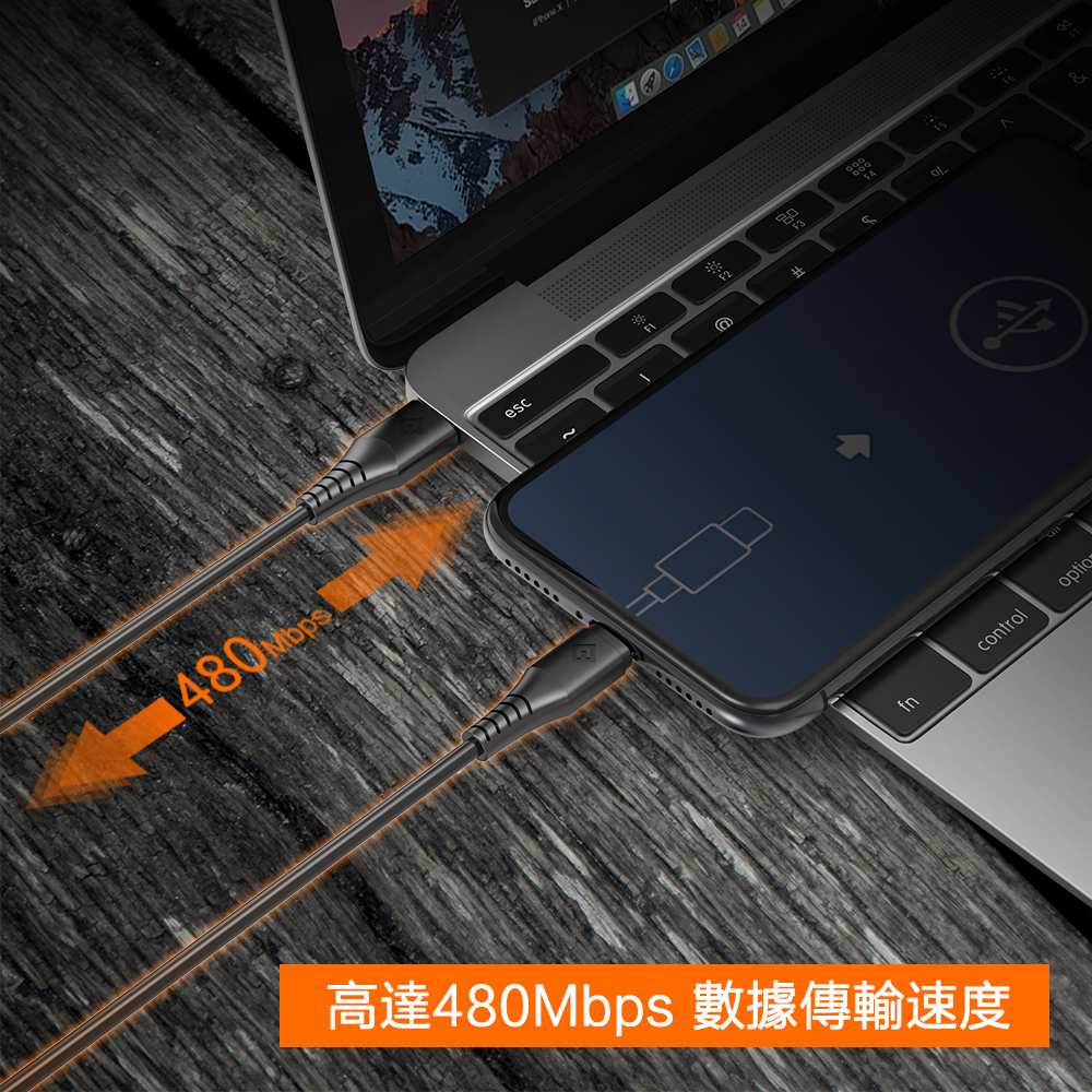 【NOVOO】Type-C to Lightning快速傳輸充電線｜1.8M 白色｜盒損新品