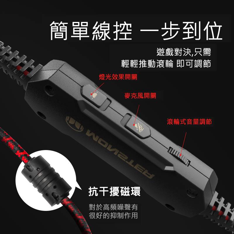 【Monster】Mission V1 電競耳罩耳機麥克風